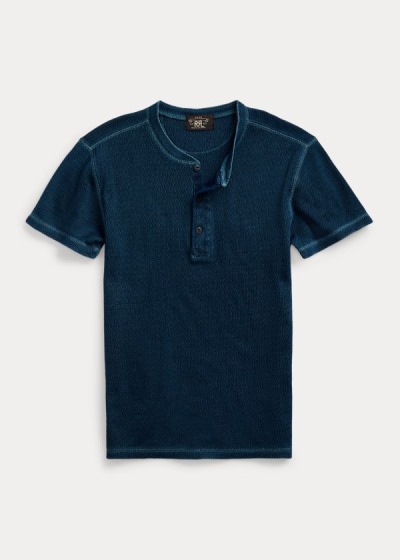 Henley Ralph Lauren Hombre Azules Azules - Waffle-Knit - JUTND9806